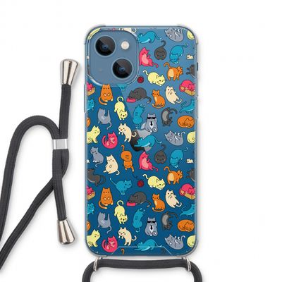 Kleurrijke katten: iPhone 13 Transparant Hoesje met koord