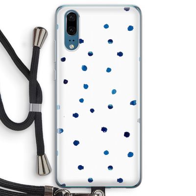 Blauwe stippen: Huawei P20 Transparant Hoesje met koord