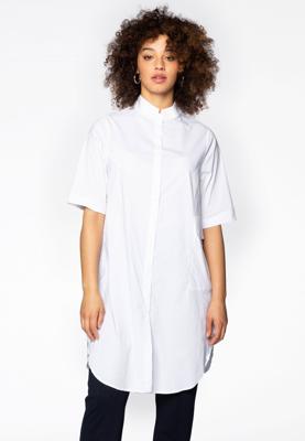 Yoek Blouse korte mouw popeline | Wit | Maat 50/52