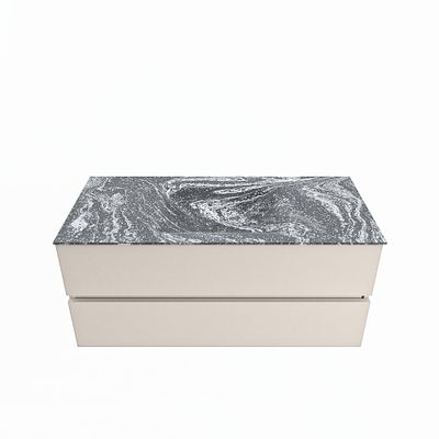 MONDIAZ VICA-DLUX 110cm badmeubel onderkast Linen 2 lades. Inbouw wastafel CLOUD midden zonder kraangat, kleur Lava.