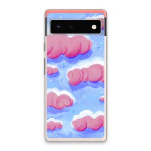 Roze wolken met vogels: Google Pixel 6 Transparant Hoesje