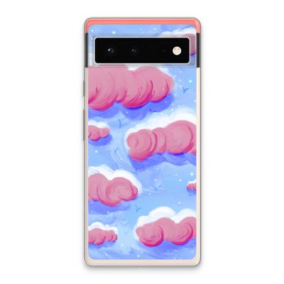 Roze wolken met vogels: Google Pixel 6 Transparant Hoesje