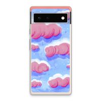 Roze wolken met vogels: Google Pixel 6 Transparant Hoesje