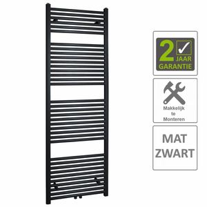 AQS Sierradiator Elvira 60x181 cm Middenonder Aansluiting Mat Zwart Boss & Wessing