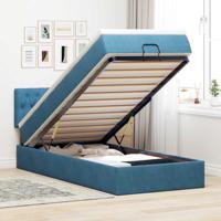 Ottoman bed met matras 90x190cm fluweel donkerblauw