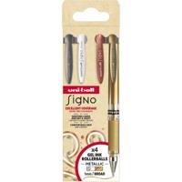 Uni-ball roller Signo Broad Creative, brede punt, etui van 4 stuks: zilver, wit, brons, goud