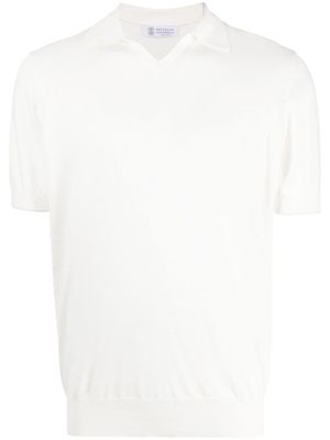 Brunello Cucinelli polo en maille fine - Blanc