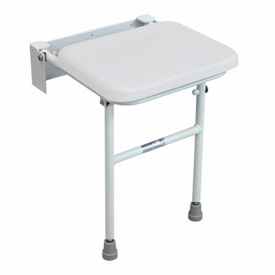 Douchezitting Solo opklapbaar met poten | Douchestoel wandmontage | Maximaal gebruikersgewicht 160 kg | Zachte zitting | Douchezitje | Kleur: Wit