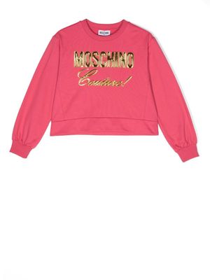 Moschino Kids sweat à logo en relief - Rose