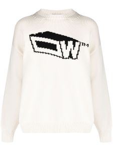 Off-White pull Graffiti Zine à logo en intarsia - Blanc