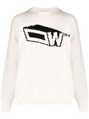 Off-White pull Graffiti Zine à logo en intarsia - Blanc