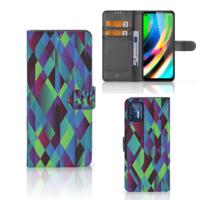 Motorola Moto G9 Plus | Book Case | Abstract Green Blue
