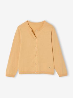 Meisjesvest Basics van fijn breisel geel Meisjesvest Basics van fijn breisel geel