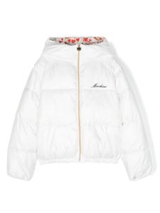 Moschino Kids doudoune à logo brodé - Blanc