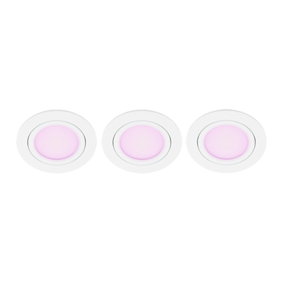 Set 3x - Mondo ondiepe inbouwspot - White & Color - rond WIT 8Watt IP65 - Zigbee 3
