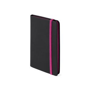 Notitieboekje met roze elastiek pu-leer kaft 9 x 14 cm   -