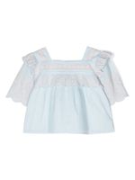 Stella McCartney Kids haut en coton à broderies - Bleu