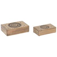 Doos-Juwelenkistje Home ESPRIT Bruin Mangohout 25,5 x 18 x 9 cm