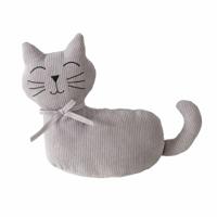Deurstopper gewicht - dieren thema Katje - 1 kilo - grijs - polyester - 28 x 11 cm - dichte ogen