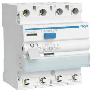 Hager CDS425D Aardlekschakelaar A 4-polig 25 A 0.03 A 400 V