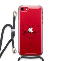 Forever heart black: iPhone SE 2020 Transparant Hoesje met koord