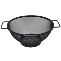 Gerimport Keuken vergiet met handvaten - zwart - metaal - 20 cm - afgiet zeef