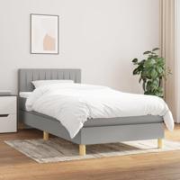 Boxspring met matras stof lichtgrijs 90x190 cm
