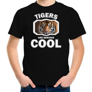 Dieren tijger t-shirt zwart kinderen - tigers are cool shirt jongens en meisjes