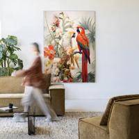 Urban Cotton Wandkleed 'Lovebirds' 80 x 110cm in Frame - black