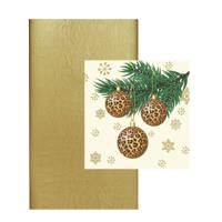 Kerst thema tafel set met luipaard print goud - Feestservetten - thumbnail