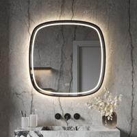 Hipp Design Phantom Deens ovale spiegel met verlichting en verwarming 80x80cm zwart - thumbnail