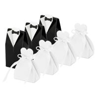 Cadeaudoosjes Bruidegom/bruid - Bruiloft bedankje - 60x stuks - zwart/wit - 7 x 9 cm Cadeaudoosjes Bruidegom/bruid - Bruiloft bedankje - 60x stuks - zwart/wit - 7 x 9 cm