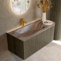 Badmeubel Mondiaz Kurve-Dlux | 105 cm | Meubelkleur Shadow | Wastafelkleur Oza | Solid surface | Wasbak linker zijde spoelbak | 1 kraangat