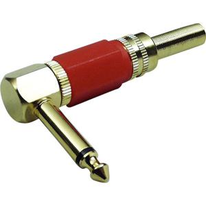 TRU COMPONENTS 1582695 Jackplug 6.35 mm Stekker, haaks Aantal polen: 2 Mono Goud, Rood 1 stuk(s)