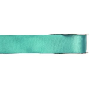 1x Mintgroene satijnlint rollen 1,5 cm x 25 meter cadeaulint verpakkingsmateriaal - Cadeaulinten