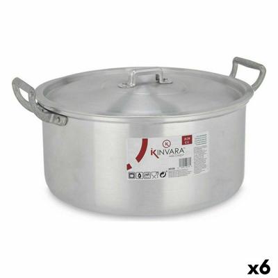 Kookpot met Deksel Kinvara 100008 100008 Zilverkleurig 6,5 L 35 x 16 x 28 cm (6 Stuks)