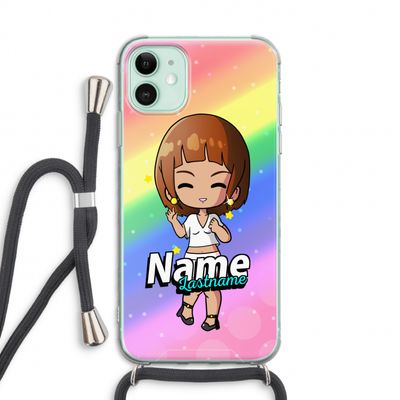 Chibi Maker vrouw: iPhone 11 Transparant Hoesje met koord