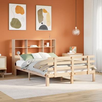 Bed met boekenkast zonder matras massief grenenhout 120x190 cm