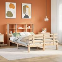 Bed met boekenkast zonder matras massief grenenhout 120x190 cm