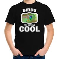 Dieren kolibrie vogel vliegend t-shirt zwart kinderen - birds are cool shirt jongens en meisjes Dieren kolibrie vogel vliegend t-shirt zwart kinderen - birds are cool shirt jongens en meisjes