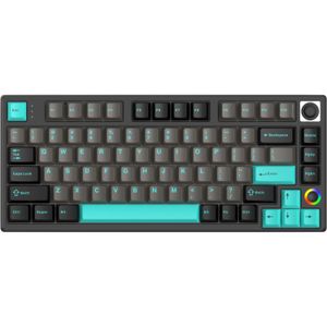 HelloGanss HS75T Obsidian toetsenbord 75%, RGB leds, PBT Doubleshot keycaps, hot swap, 2,4 GHz / Bluetooth / USB-C