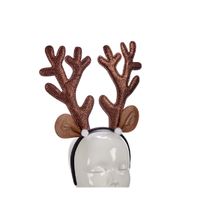 Kerst diadeem/haarband rendier gewei bruin 28 cm   -