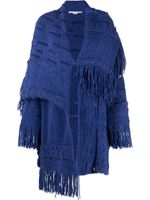 Stella McCartney manteau asymétrique à franges - Bleu - thumbnail