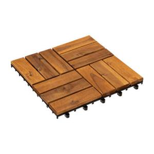 Tuintegel/balkon terrastegels - 9x stuks - acacia hout kleur - kunststof - 30 x 30 cm - vlonder