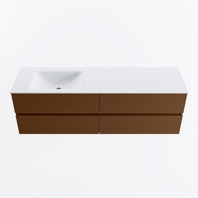 MONDIAZ VICA 160cm badmeubel onderkast Rust 4 lades. Wastafel CLOUD links zonder kraangat, kleur Talc.
