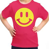 Verkleed T-shirt voor meisjes - Smile Emoticon - roze - carnaval - feestkleding voor kinderen - thumbnail