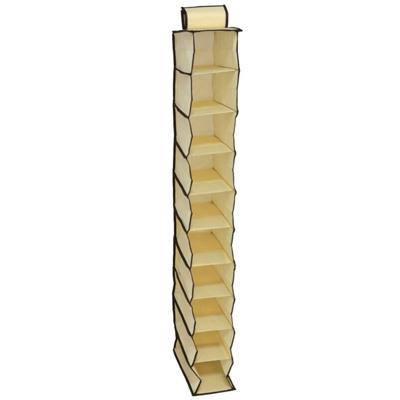 Gerimport Camping opberg/hangkast - 10 vaks - opvouwbaar - beige - 30 x 120 cm