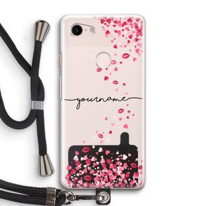 Hartjes en kusjes: Pixel 3 Transparant Hoesje met koord