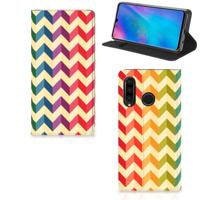 Huawei P30 Lite New Edition | Hoesje met Magneet | Zigzag Multi Color