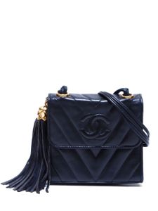 CHANEL Pre-Owned sac porté épaule à motif Chevron (1989-1991) - Noir